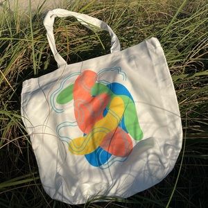 Handmade abstract printed tote bag